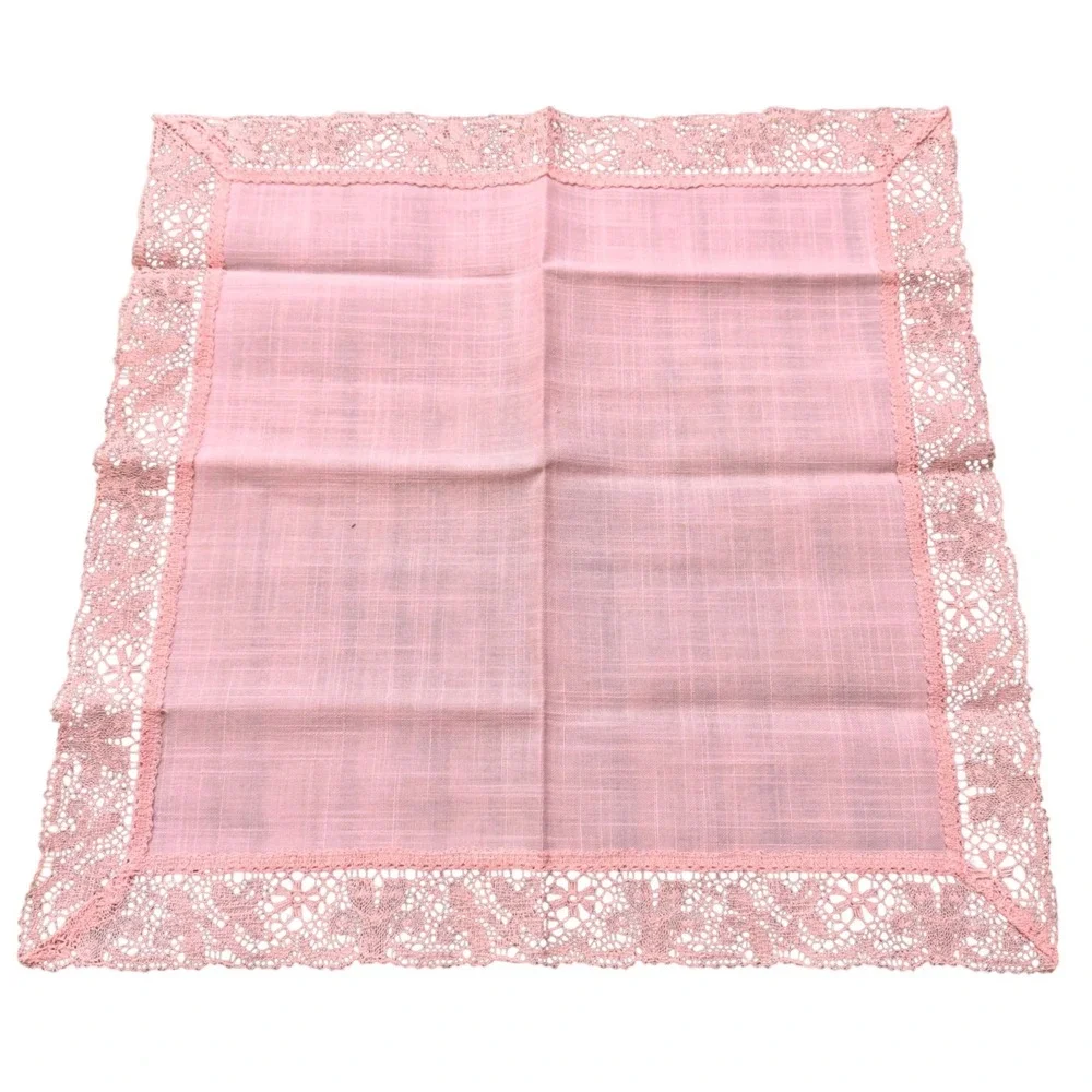 New Vintage Sears Perma-Prest Pink Lace Trim Napkins Set of 4 Bundle‎ 3Pack